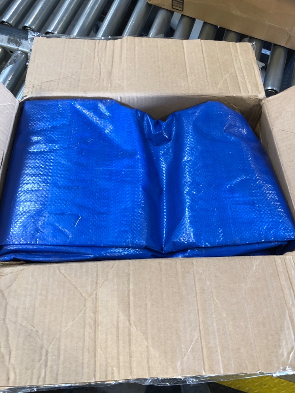 Photo 2 of 7 Mil Blue 20x30 Feet Tarp - Multifunctional Blue Waterproof Tarpaulin - Waterproof, UV Resistant, Rip and Tear Resistant, Poly Tarpaulin with Reinforced Edges for Cover Blue 20x30FT