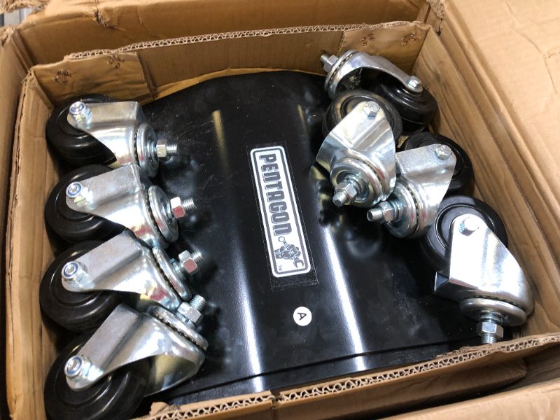 Photo 1 of Set of 4 Car Dollies and Furniture Lifters - Heavy-Duty Under Vehicle Tire Skates, Motorcycle Jack, and Moving Dollies with Wheels by Pentagon Tools 4-Pack Black Set