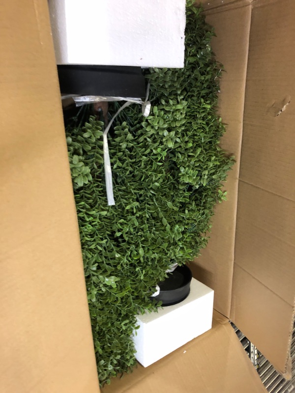 Photo 1 of 30" Tall Artificial Boxwood Topiary Pair, 2 Plants, Outdoor Ready Artificial Boxwood Topiaries Trees, Natural Looking Fake Potted Shrubs 30 inch/2.5 ft - 2 Pack