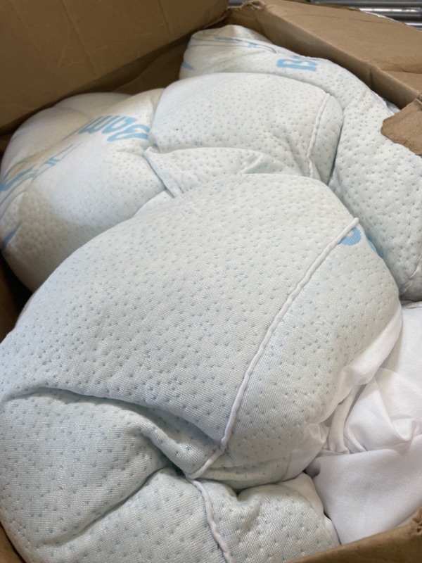 View 2 of Mattress Topper Full Size for Double Bed,Extra Thick Cooling Viscose Made from Bamboo Mattress Pad Cover Plush Soft Noiseless Down Alternative Fill,with 8-21" Deep Pocket White Blue Full