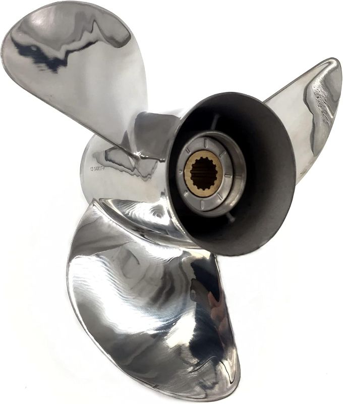 Photo 1 of 13 1/4 x 17 Stainless Steel Outboard Propeller for Yamaha Engines 60-115 HP Reference 6E5-45945-01-EL, 15 Tooth
