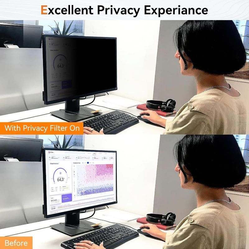 Photo 1 of 25 Inch Computer Privacy Screen for 16:9 Aspect Ratio Widescreen Monitor, Eye Protection Anti Glare Blue Light Computer Monitor Privacy Filter, Removable Anti-Scratch 25in Protector Film 25'' Privacy Screen (16:9)