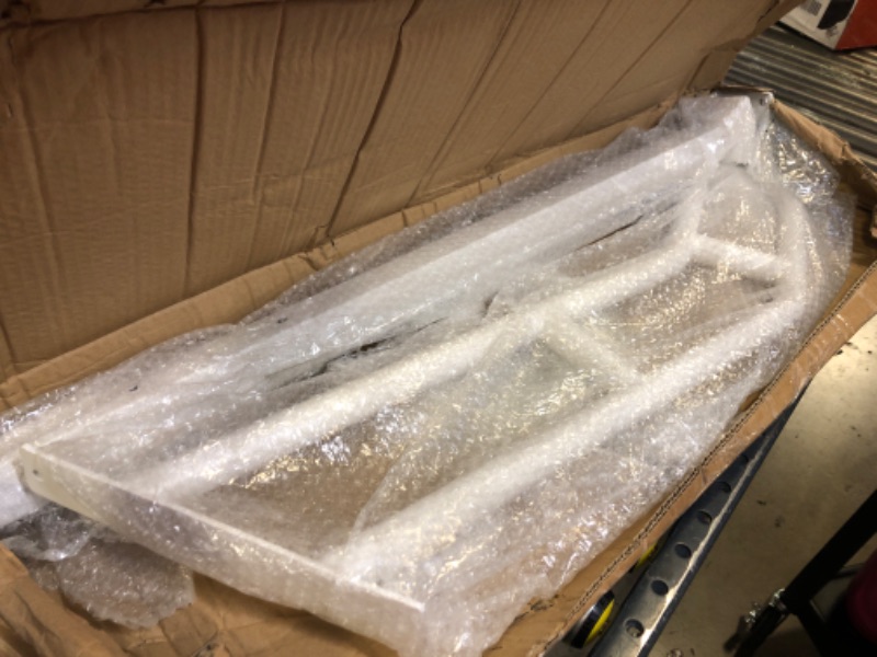 Photo 1 of Upgraded Single Post Handrail, 32" - 8.5"L x 35.8"H Wrought Iron Handrails for Outdoor 1-3 Steps, White Metal Bent U-Shaped Stair Railing, Floor Mounted Hand Rails with 2 Anti-Skid Crossbar for Porch 32"-8.5"L x 35.8"H White Bent Post Handrail