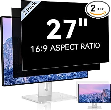 Photo 1 of [2 Pack] 27 Inch Computer Privacy Screen for 16:9 Aspect Ratio Widescreen Monitor, Eye Protection Anti Glare Blue Light Computer Monitor Privacy Filter, Removable Anti-Scratch 27in Protector Film