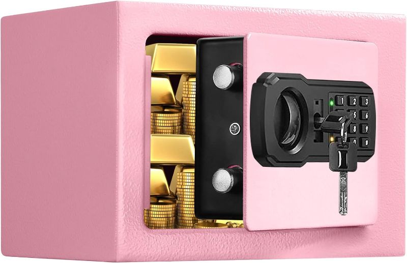 Photo 1 of 0.4 Cu ft Small Personal Safe Box, Mini Kid Safe with Combination Lock and Keys, Digital Safe for Kids Home Hotels Business
