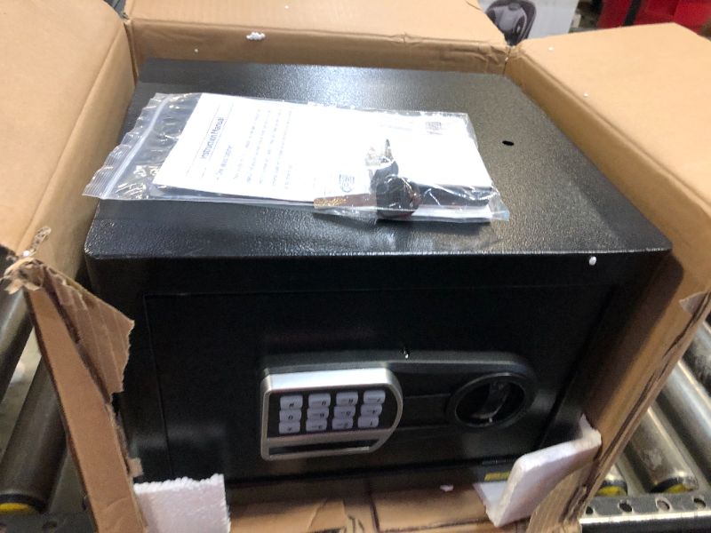 Photo 1 of 1.3 Cu Ft Home Safe Box Fireproof Waterproof Digital Security Box Steel Construction with Electronic Keypad, Removable Shelf, Hidden Key Lock, LED Light for Document Money Jewelry Valuables Black 9.84'' Tall
