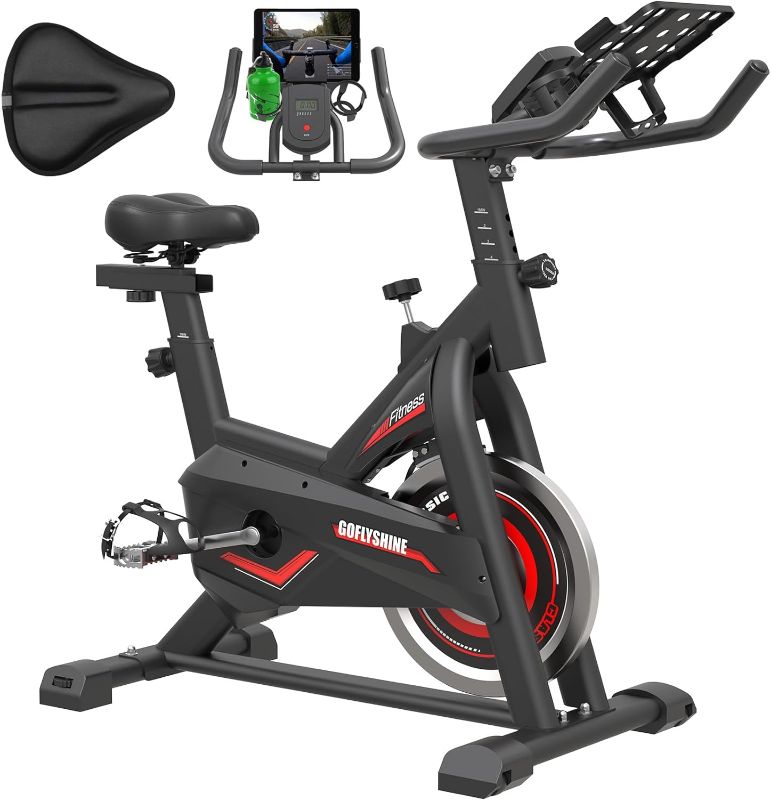 Photo 1 of Exercise Bikes Stationary, Indoor Cycling Bike for Home Cardio Gym,Workout Bike with Saddle Cover, pad Mount & LCD Monitor,Silent Belt Drive
