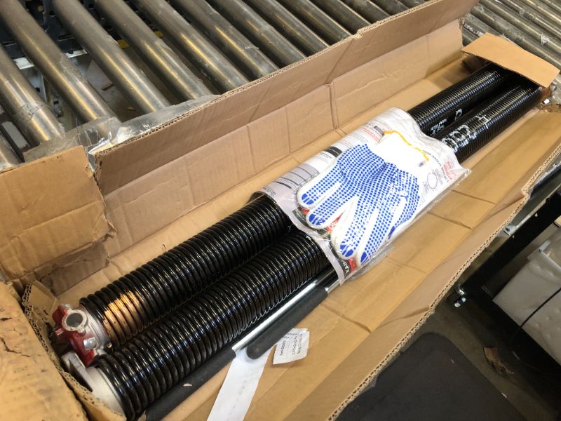 Photo 1 of Pair of 1.75" Garage Door Torsion Springs Set with Non-Slip Winding Bars&Gloves, High Precision Electrophoresis Oil-Free Black Coated for Replacement, MIN 16,000 Cycles (0.250 x 1.75"x 35") 0.250X1.75"X35"