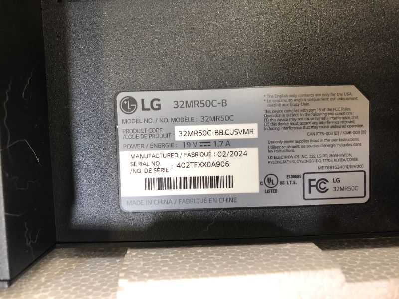 Photo 1 of LG 32MR50C-B 32-inch FHD Curved Monitor 100Hz, AMD FreeSync, OnScreen Control, Dynamic Action Sync, Black Stabilizer, Tilt Stand (HDMI), 2023