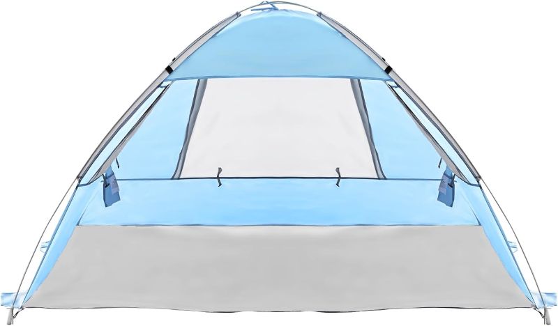 Photo 1 of 2-3 Person Beach Tent Pop Up Shade Beach Sun Shelter Portable Instant Sun Shade Tent Easy Setup Lightweight Tent for Beach with UPF 50+ UV Protection for Fishing Hiking Camping(Light Blue)
