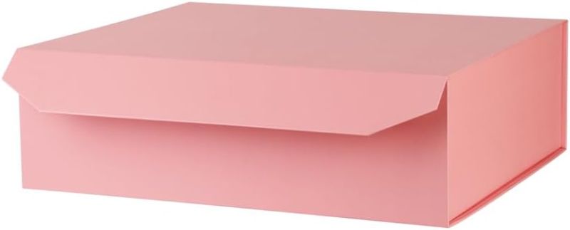 Photo 1 of 1 Pcs Matte Pink Extra Large Gift Box with Lid, 19x16x6 Inches, Hard Magnetic Giant Gift Boxes for Presents Clothes Robe Wedding Dress Sweater,Reusable Foldable Bridesmaid Proposal Box
