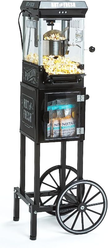 Photo 1 of Nostalgia Popcorn Maker Machine - Professional Cart With 2.5 Oz Kettle Makes Up to 10 Cups - Vintage Popcorn Machine Movie Theater Style - Black
