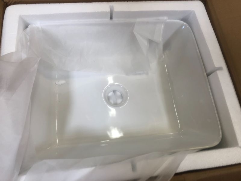 Photo 2 of 19 inch Bathroom Vessel Sink Rectangular - GhomeG 19x15 inch Rectangle Above Counter White Porcelain Ceramic Bathroom Vanity Vessel Sink Art Basin 19"x15" White-Rectangular