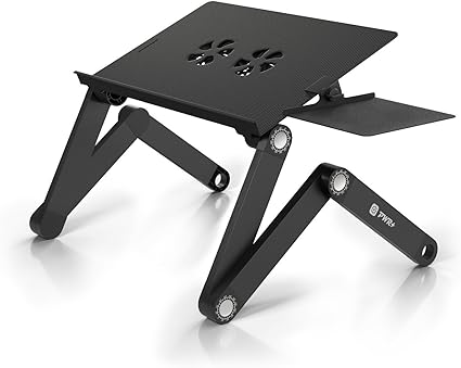 Photo 1 of Laptop Table Stand Adjustable Riser: Portable with Mouse Pad Fully Ergonomic Mount Ultrabook MacBook Gaming Notebook Light Weight Aluminum Black Bed Tray Desk Book Fans Up to 17 inch