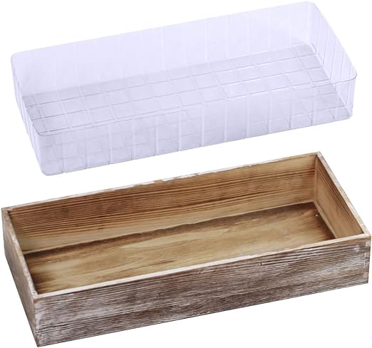 Photo 1 of 1 Pcs Wood Planter Box Rectangle Whitewashed Wooden Rectangular Planter Decorative Rustic Wooden Box with Inner Plastic Box - 17.3" L x 7.8" W x 3" H Floral Natural Centerpieces Rustic Wedding Decor