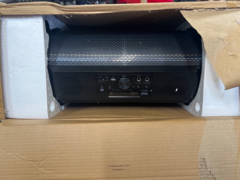 Photo 2 of Wireless Portable Bluetooth Boombox Speaker - 500W 2.1Ch Rechargeable Boom Box Speaker Portable Barrel Loud Stereo System with Flashing LED, Digital LCD Display, AUX, USB, 1/4" Mic IN - Pyle PBMSPG180 Mike 500 watts Stereo Speaker