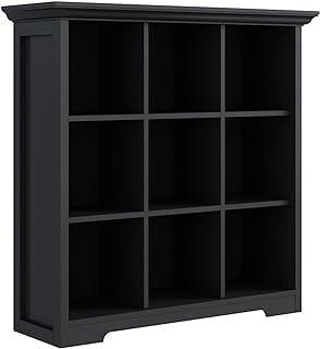 Photo 1 of OSCHF Cube Storage Bookcase with Base - Wooden 3 Tiers Floor Standing Open Shelf Cabinet for Home and Office, 9-Cube Lattice Bookshelf, Black https://a.co/d/cGLEgz4