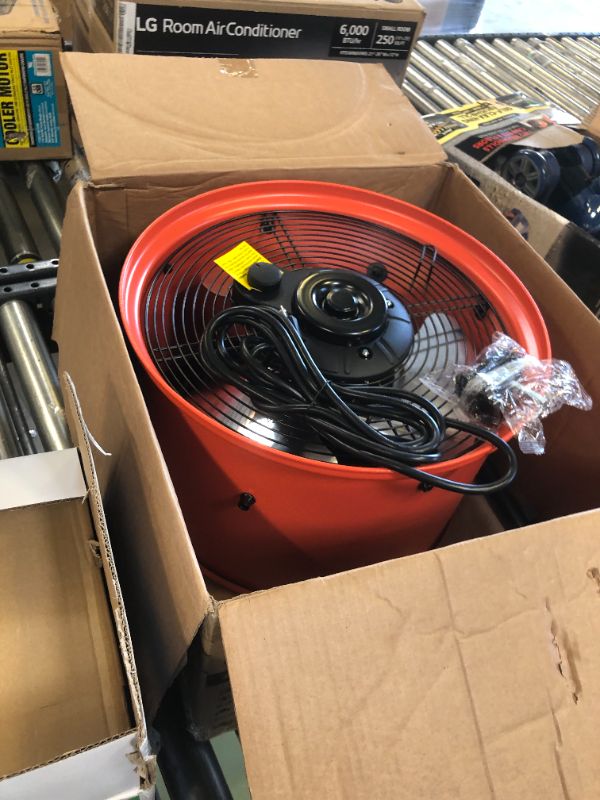 Photo 2 of 16 in. 3-Speed Drum Floor Fan in Orange High Velocity Turbo
