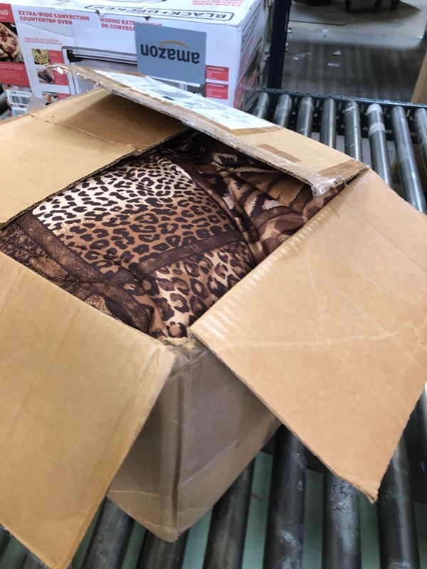 Photo 2 of WPM WORLD PRODUCTS MART 3 Piece Animal Print Comforter with Pillow Sham, Chocolate Brown Leopard Zebra Giraffe Jungle Forest Theme Design Queen Size Bedding- Safari (Brown, Queen) Brown Queen