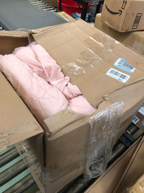 Photo 2 of Andency Pink Comforter Set King Size for Girls, Blush Boho Women Tassel Lightweight Bedding Comforter Sets, 3 Pieces All Season Soft Fluffy Fringe Bed Set (104x90In Comforter & 2 Pillowcases) King (104"x90") Blush Pink