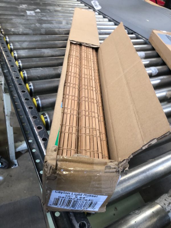 Photo 1 of CALYX INTERIORS Cordless Bamboo Roman Shade Blind, Light Filtering, 35" W x 64" H, Ceylon Light Russet 35"W x 64"H Light Russet