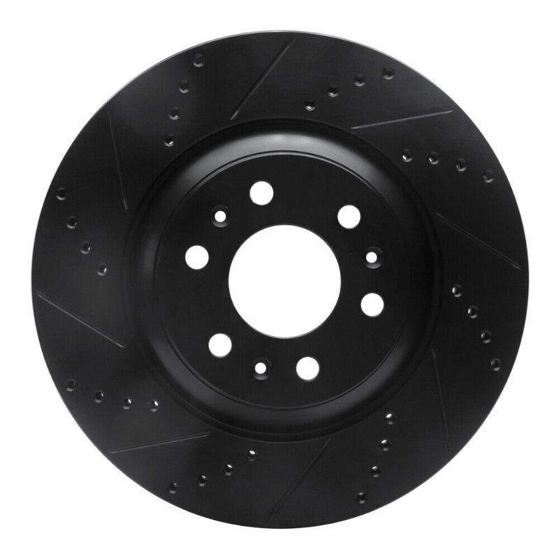 Photo 1 of Dynamic Friction 633-46044L - Drilled and Slotted Black Zinc Brake Rotor
