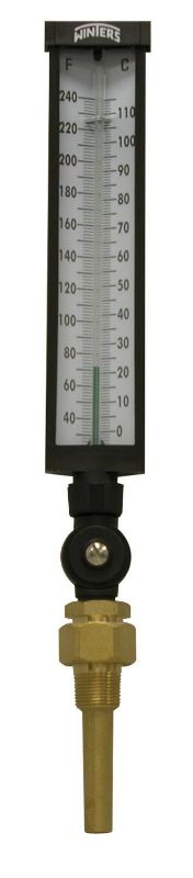 Photo 1 of Winters TIM Series Dual Scale Valox Industrial 9IT Thermometer, 3-1/2" Stem, 3/4" NPT with Thermowell, 30-240 F/C Range
