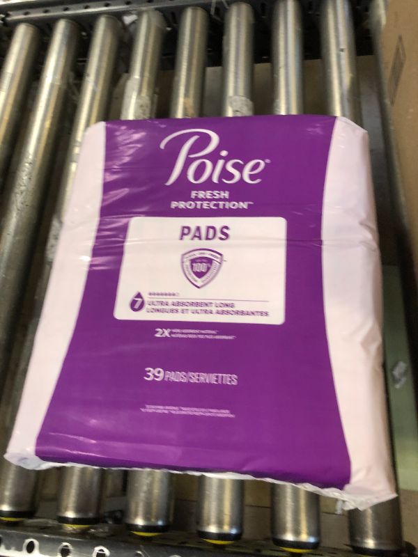 Photo 2 of Poise Incontinence Pads & Postpartum Incontinence Pads, 7 Drop Ultra Absorbency, Long Length, 39 Count, Packaging May Vary
