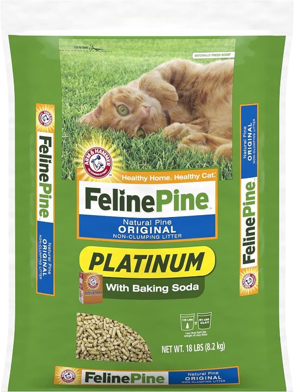 Photo 1 of Feline Pine Platinum Non-Clumping Cat Litter 18lb.

