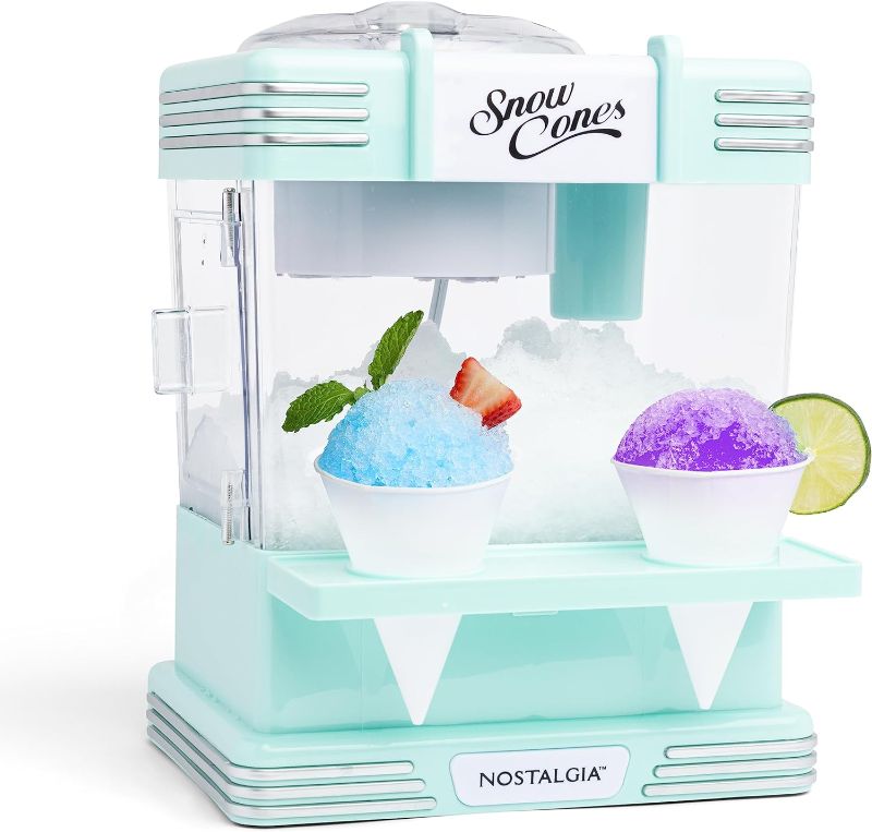 Photo 1 of Nostalgia Snow Cone Shaved Ice Machine - Retro Table-Top Slushie Machine Makes 20 Icy Treats - Includes 2 Reusable Plastic Cups & Ice Scoop - Aqua
