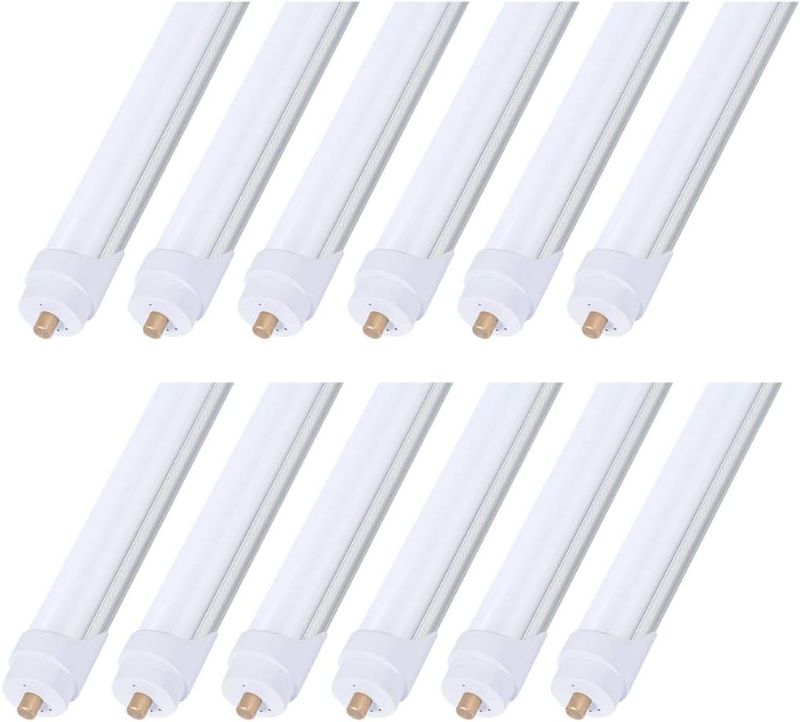 Photo 1 of 8ft LED Bulbs,8 foot LED Shop light, F96T12 T12 Bulb Fluorescent Replacement, T8 96" 45Watt FA8 Single Pin LED Tube Lights 5400LM, Ballast Bypass, 6000k, Milky Cover, Workshop, Warehouse(12 Pack) 12PACK Milky