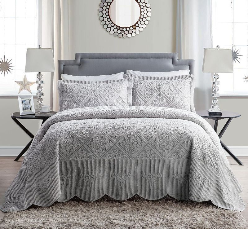 Photo 1 of VCNY Home - Queen Size Bedding, Soft Plush Bedspread with Matching Shams, Embossed Inspired Room Decor (Westland Grey, 3-Piece)
