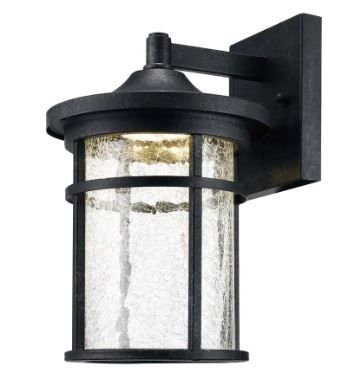 Photo 1 of Westbury 11 in. Aged Iron Large LED Outdoor Wall Light Fixture Sconce with Clear Crackled Glass
