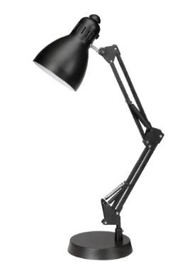 Photo 1 of 22.00 in. Black Adjustable Arm Desk Lamp with Metal Shade
