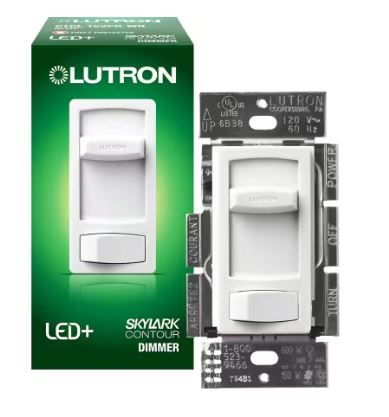 Photo 1 of Skylark Contour LED+ Dimmer Switch for LED and Incandescent Bulbs, 150-Watt/Single-Pole or 3-Way, White (CTCL-153PR-WH)
