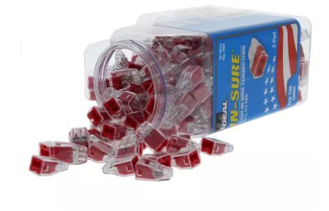 Photo 1 of 2-Port In-Sure Push-In Wire Connector, Red (300-Jar)
