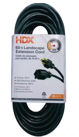 Photo 1 of 60 ft. 16/3 Extension Cord, Green

