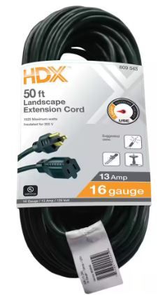 Photo 1 of 50 ft. 16/3 Light Duty Indoor/Outdoor Landscape Extension Cord, Green
