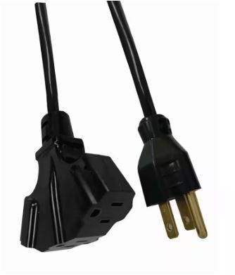 Photo 1 of 100 ft. 16/3 Light Duty Indoor/Outdoor Extension Cord with Multiple Outlet Triple Tap End, Black
