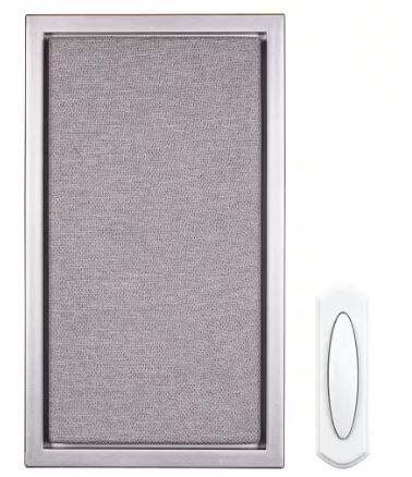 Photo 1 of Wireless Battery Operated Doorbell Kit with Wireless Push Button, Nickel with Gray Fabric
