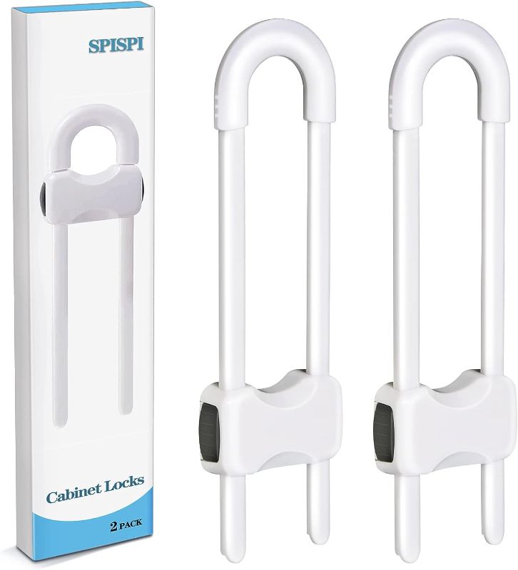 Photo 1 of Baby Proofing Cabinets,Cabinet Locks for Babies,U-Shaped Child Locks for Cabinets, Child Proof Cabinet Latches,Child Safety Cabinet Locks with Adjustable by SPISPI (Pack of 2)
