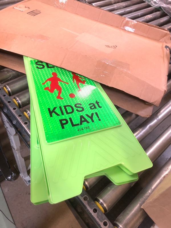 Photo 2 of Children at Play Safety Signs For Street Kids at Play Signs For Street Slow Down Signs For Neighborhoods Kids Playing Reflective Caution Sign (3 Pack) Green