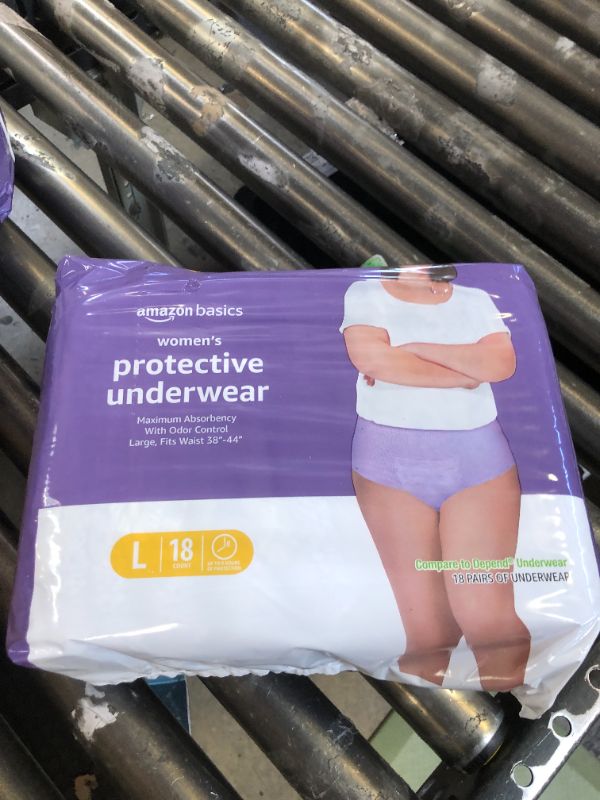 Photo 2 of Amazon Basics Incontinence & Postpartum Underwear for Women, Maximum Absorbency, Large, 18 Count, Lavender (Previously Solimo) Large (18 Count)