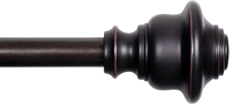 Photo 1 of Kenney KN75243 Fast Fit Easy Install Finn Knob End Decorative Window Curtain Rod, 66-120" Adjustable Length, Weathered Brown Finish, 5/8" Diameter Steel Tube
