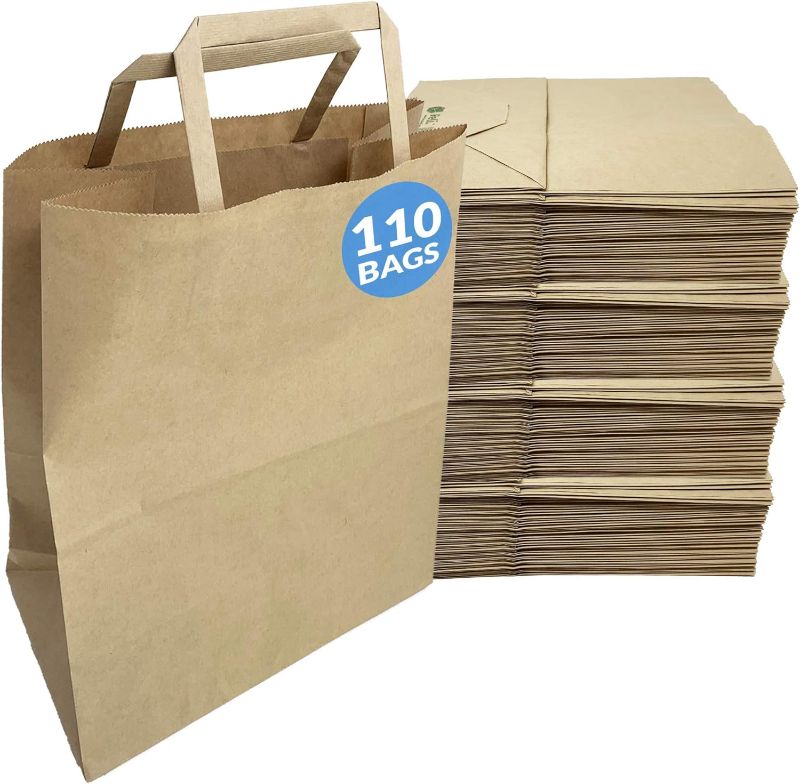 Photo 1 of Reli. 110 Pack | 8"x4.5"x10.25" | Brown Paper Bag w/Handles | Kraft Paper Gift Bags/Shopping Bags | Small Paper Bags in Bulk | Gifts, Retail, Merchandise, Shopping Bags
