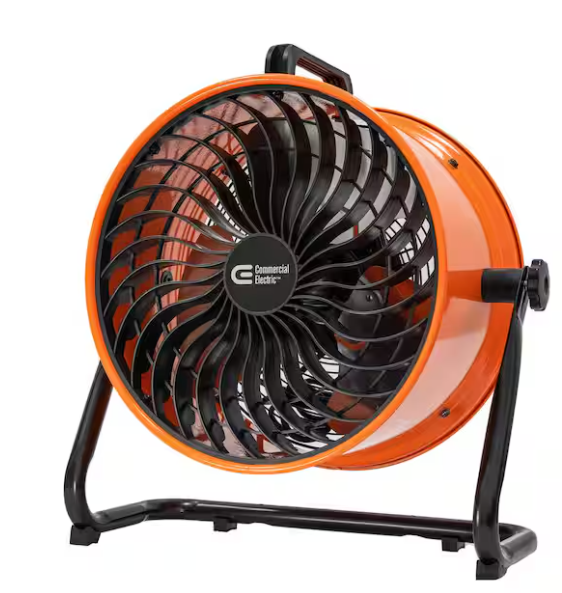 Photo 1 of 16 in. 3-Speed Drum Floor Fan in Orange High Velocity Turbo
