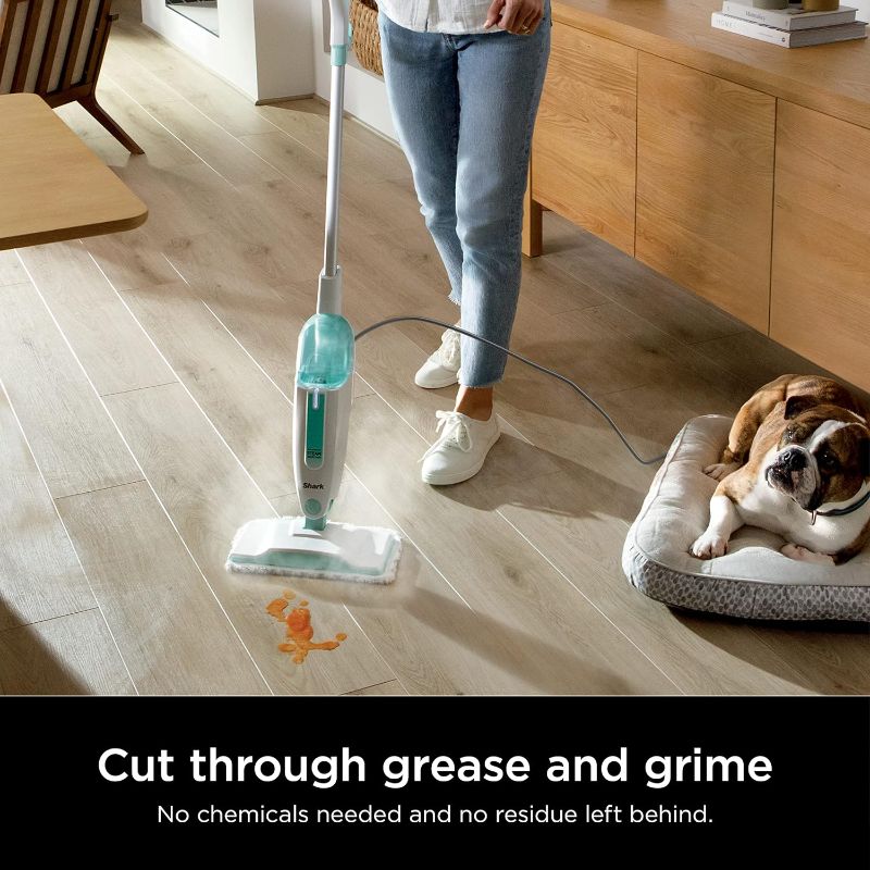 Photo 1 of Shark S1000 Steam Mop , Lightweight, Safe for all Sealed Hard Floors like Tile, Hardwood, Stone, Laminate, Vinyl & More, Machine Washable Pads, Removable Water Tank, White/Seafoam New