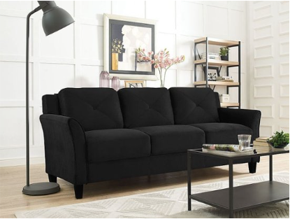 Photo 1 of Lifestyle Solutions - Hartford Sofa Upholstered Microfiber Curved Arms - Black

