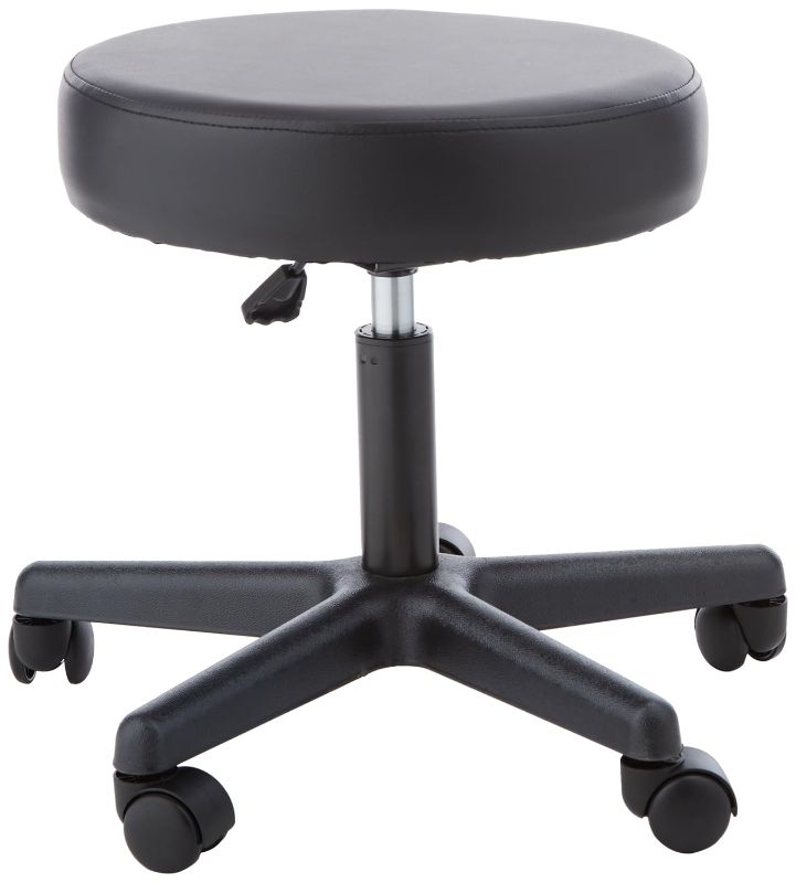 Photo 1 of  Pneumatic Therapy Stool, Black, Dense Foam Cushion Stool for Extra Support and Comfort, Swivel Seat with Mobility Wheels for Clinical & Hospital Use, Lower Body Support, Rolling Stool
