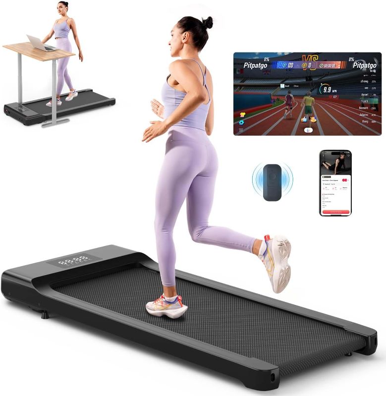 Photo 1 of DeerRun Walking Pad, Raceable 2.5HP Under Desk Treadmill, Smart App Control, 300 lbs Weight Capacity, Includes Remote & LED Display, Easy-to-Move Design
